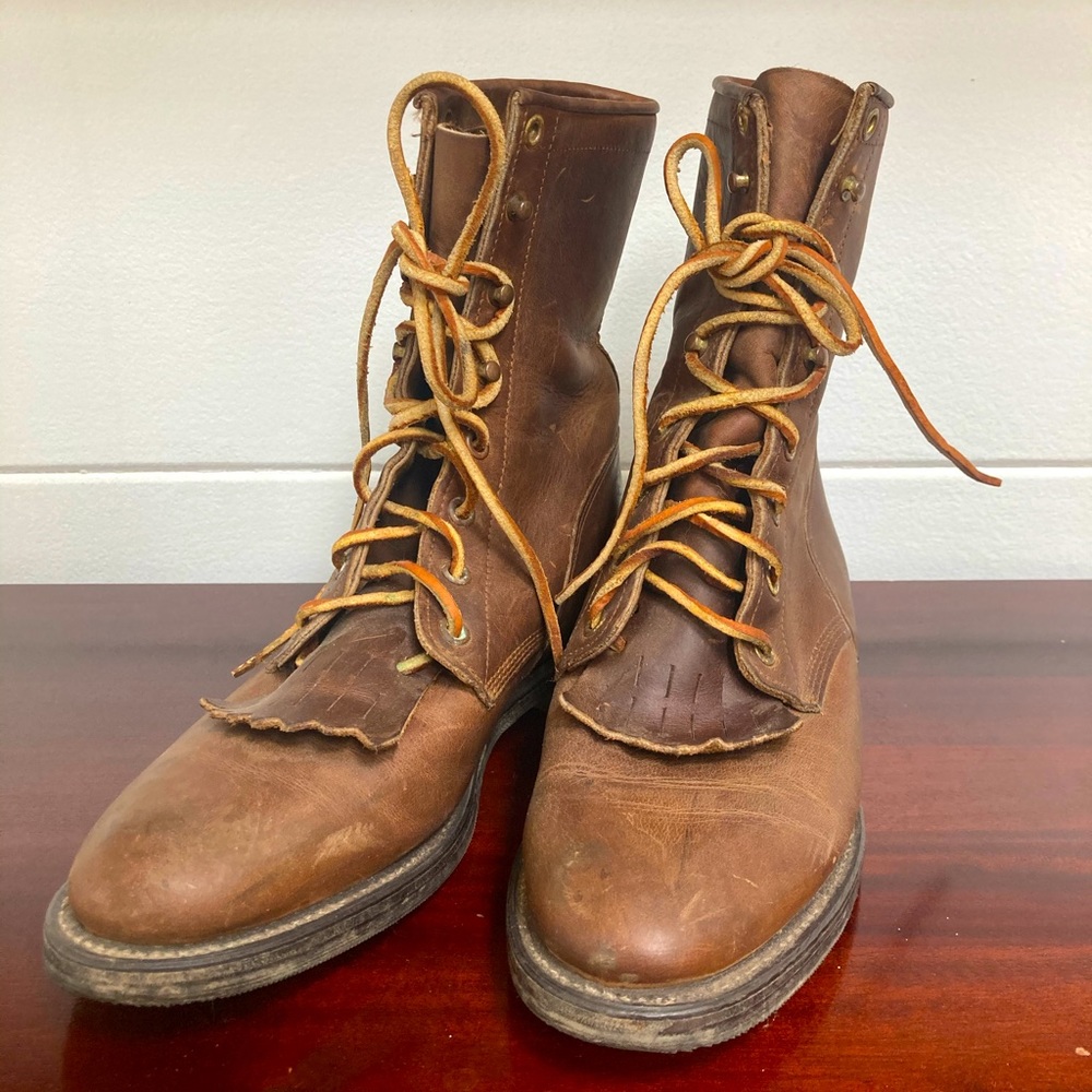Justin Leather Roper Lace Up Boots - Size 7 1/2